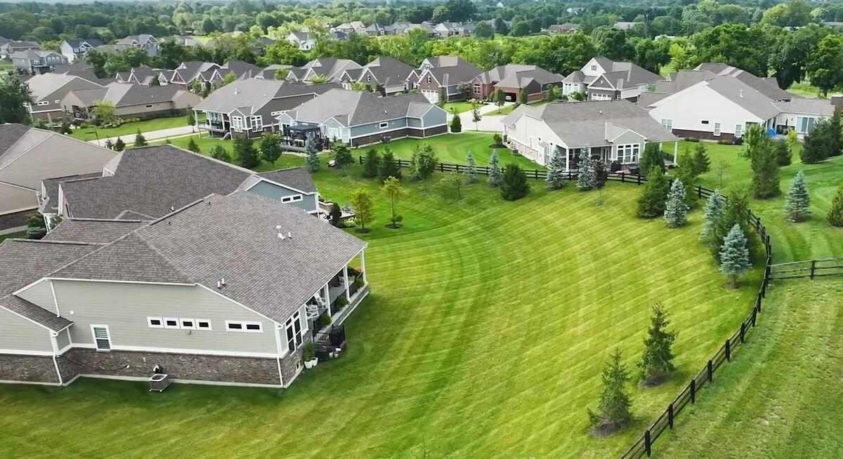 Aerial view of neighborhood landscape